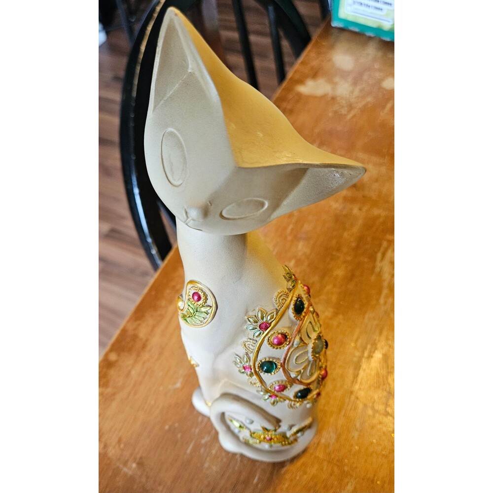 Standing Cat Statue Rare Decorative Figurine Jewel Accents Home Decor Cats